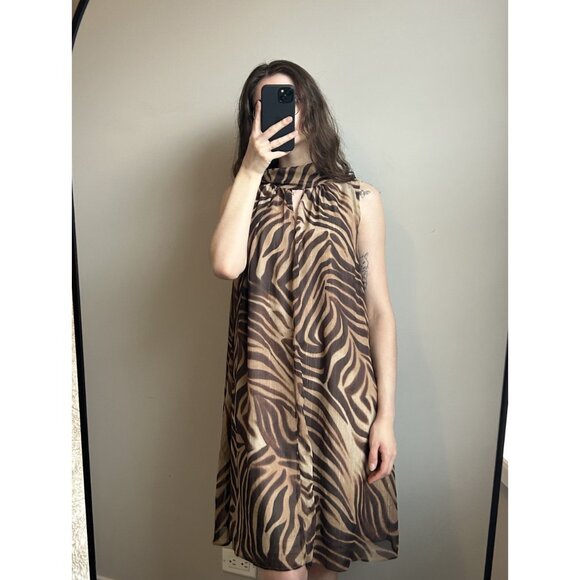 London Times Zebra Print Shimmer Dress Size 16 – Bold Statement Midi Night-Out C - Picture 9 of 10